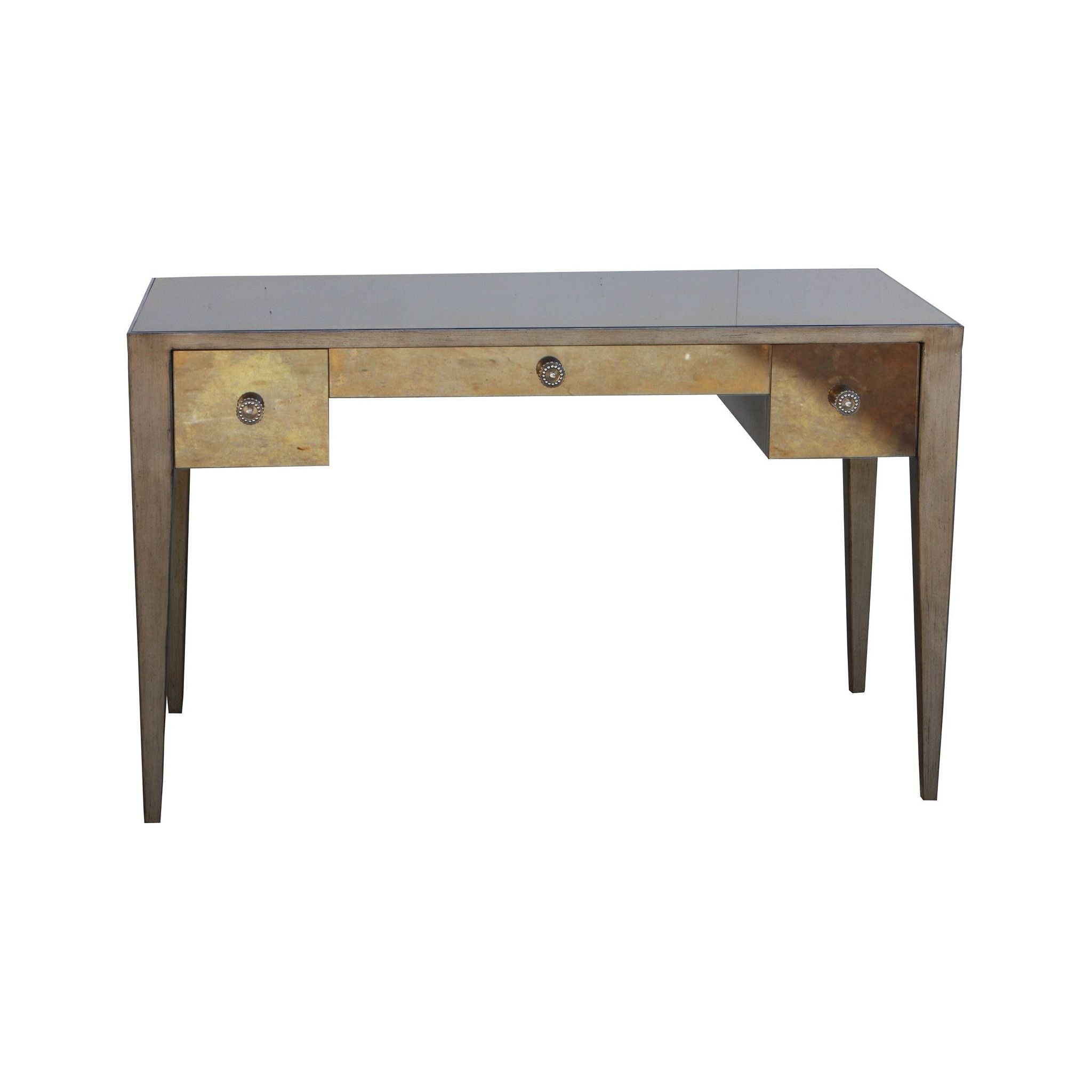 Lindsey Desk with Antique Mirror and Metal Legs