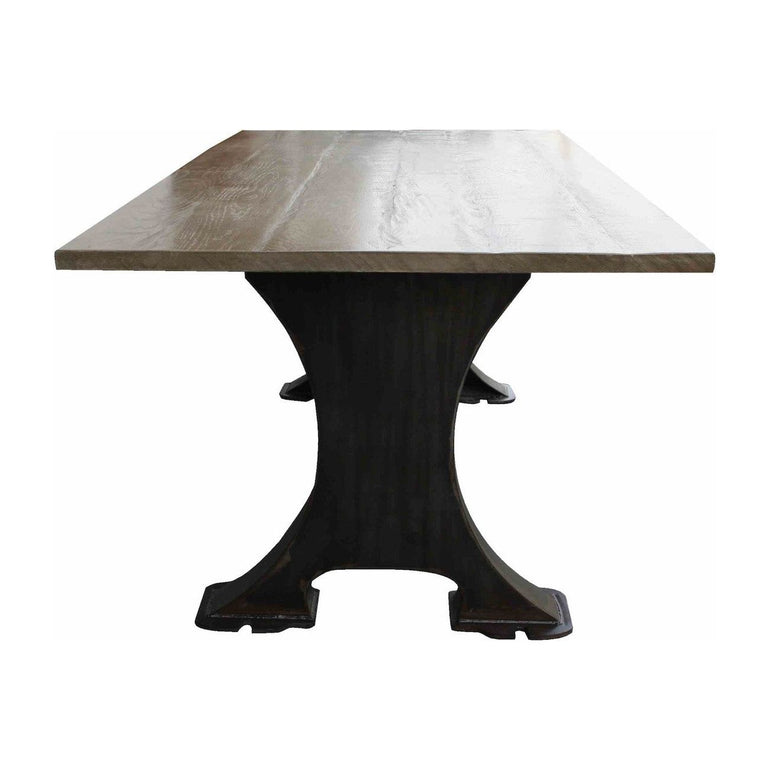 solid metal base and solid wood top Dining Table