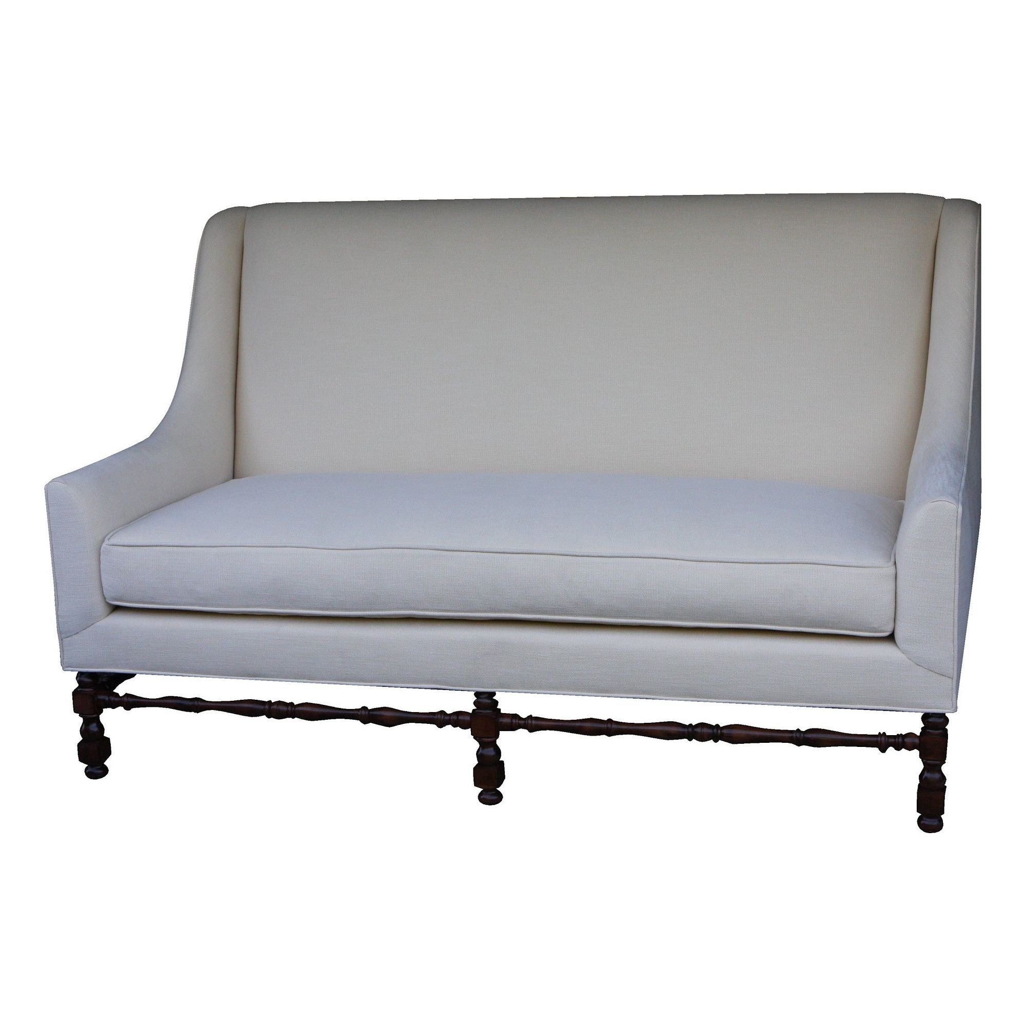 Transitional White Linen Sofa