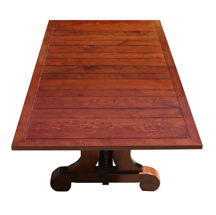 Lourdes Plank Top Trestle Dining Table in Reclaimed Wood