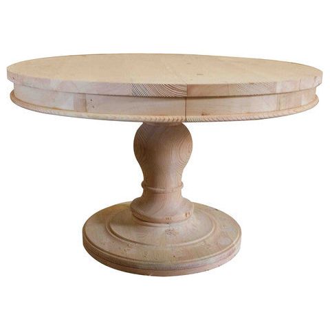 unfinished reclaimed wood round pedestal dining table 