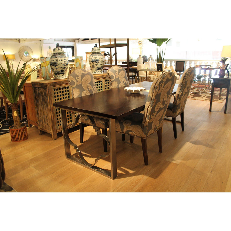 Solid Walnut Wood Dining Table Top with Brushed Steel Legs- Custom Handmade Furniture in Los ...