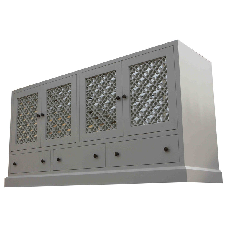 Beverly Mirrored Media Cabinet with Laser Cut Panel Doors