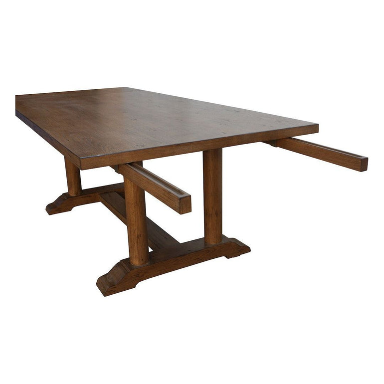 Cambria Rustic Extension Trestle Dining Table Built in Reclaimed Wood