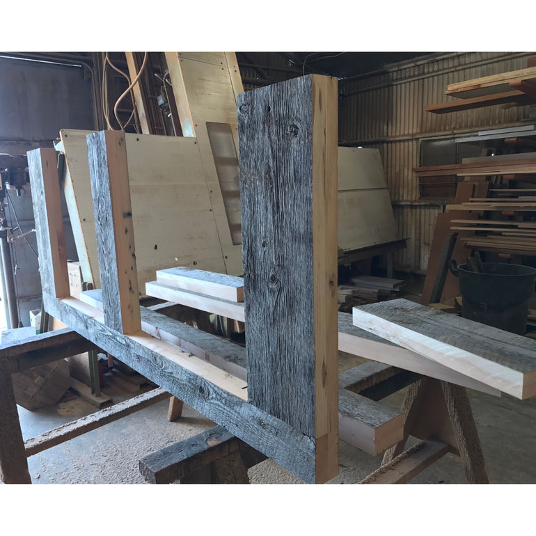 building a custom door frame with salvaged barn wood 