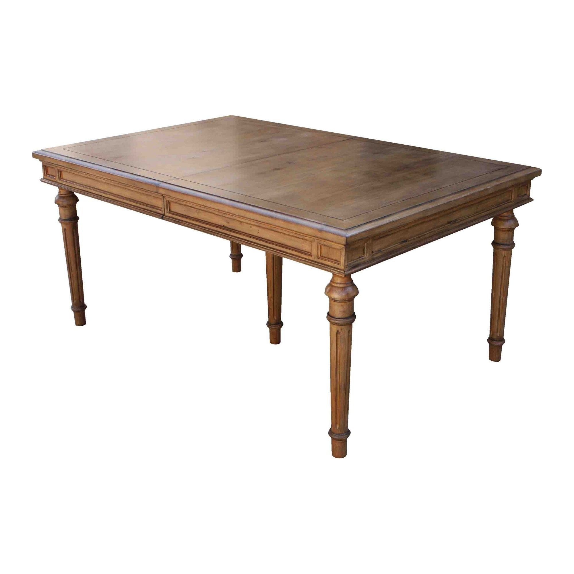 Classic Reclaimed Wood Colonial Fluted Leg Dining Table With Center Extension