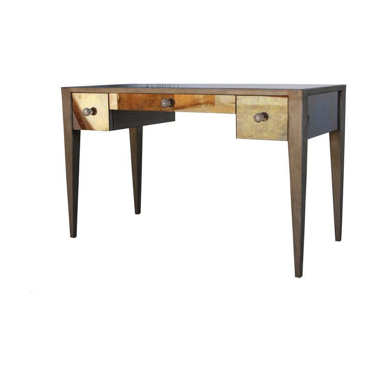 Lindsey Desk with Antique Mirror and Metal Legs