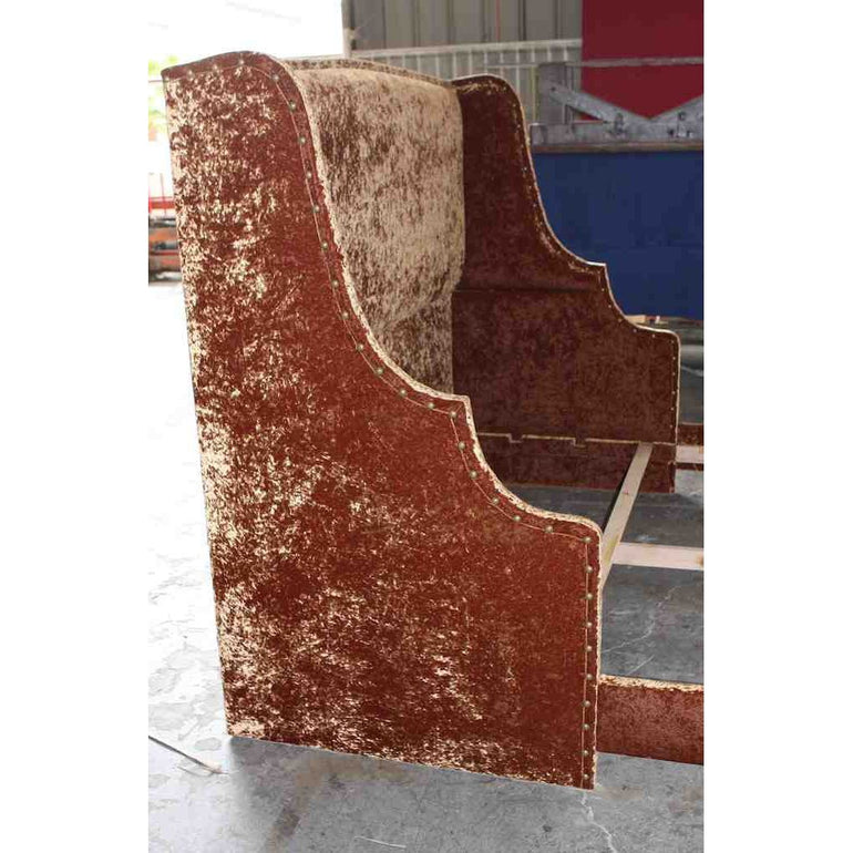 Custom Upholstered bed in a crushed velvet fabric