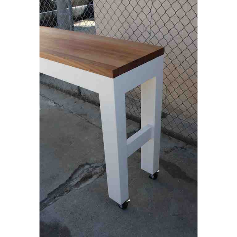 Custom Maple Wood Butcher Block Table with Steel Locking Casters 
