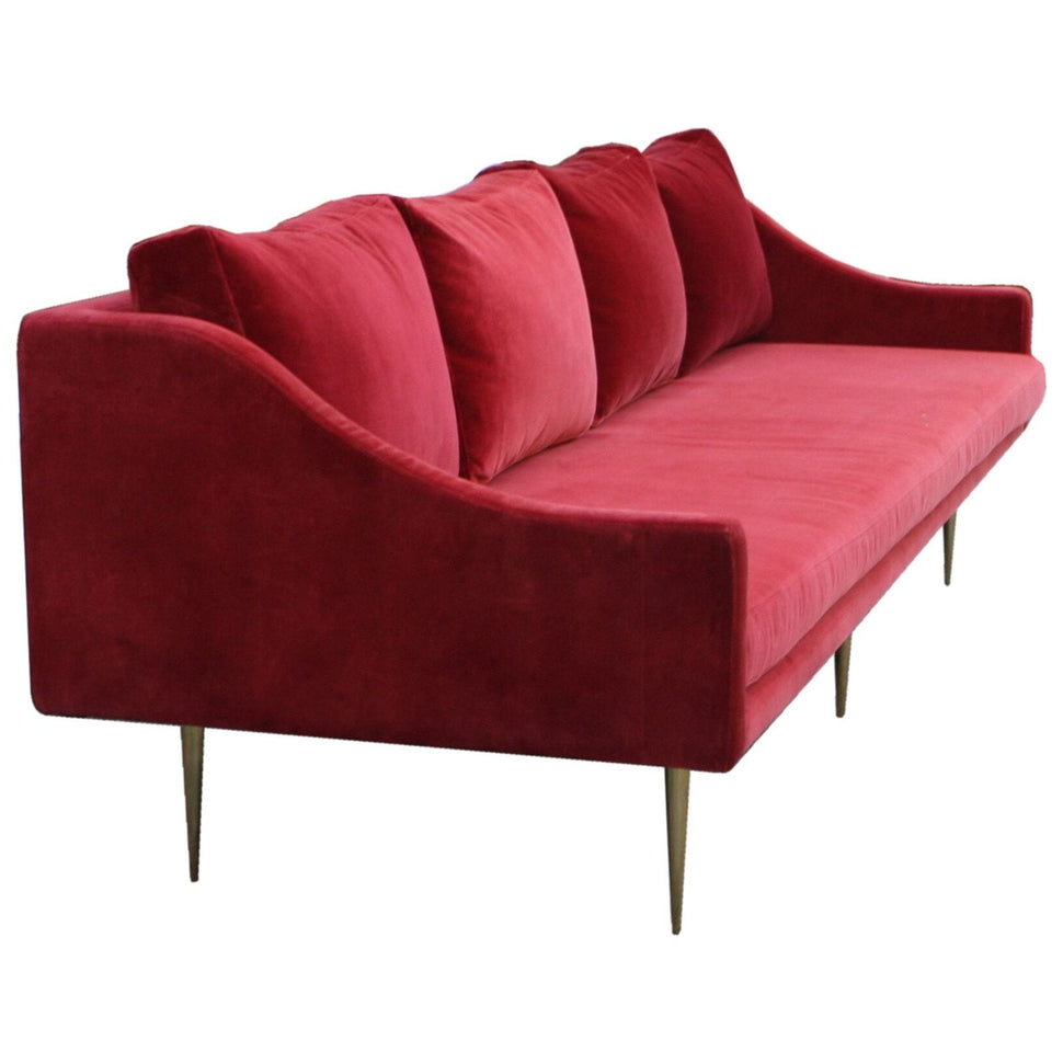 Retro Red Velvet Sofa Mortise & Tenon