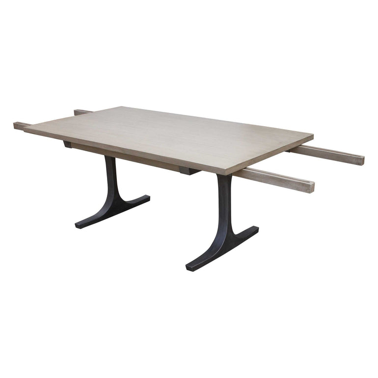 Bergen Dining Table with Extensions and brushed metal legs