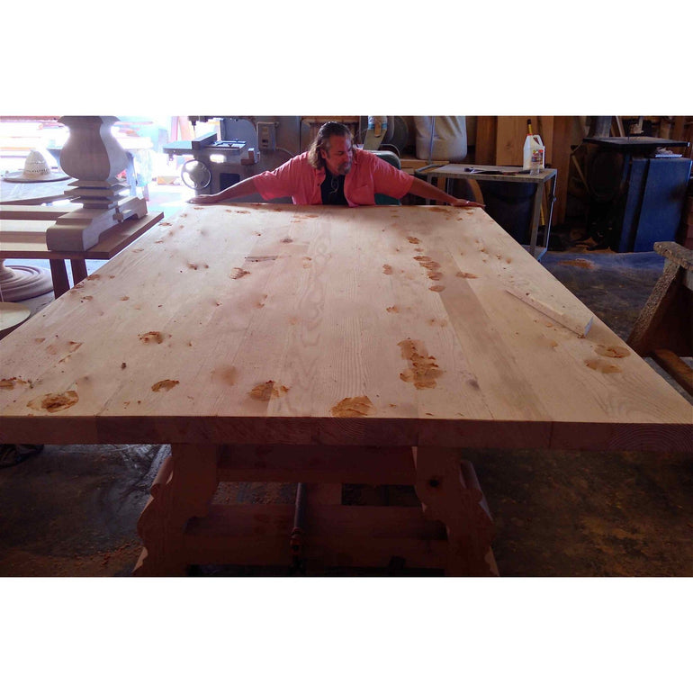 Mike has a 7ft wing span... 7ft x 9ft Alder wood dining table