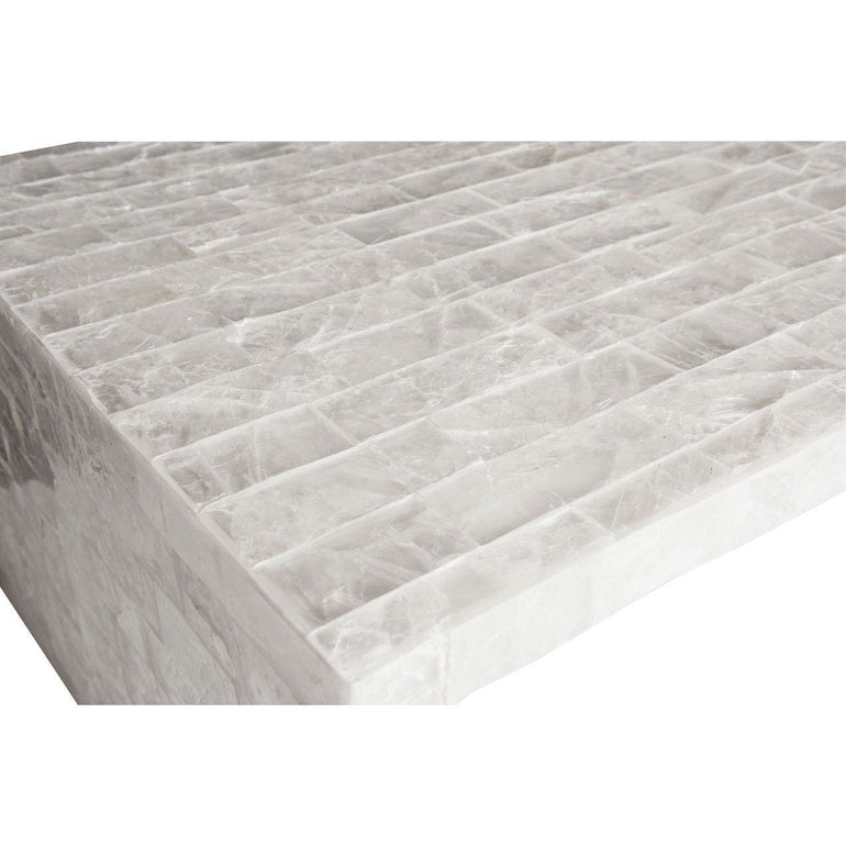 white-modern-subway-tiled-alabaster-marble coffee table 