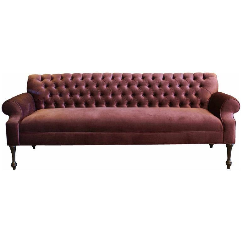 Traditional tight-back sofa with deep tufting and rolled arms
