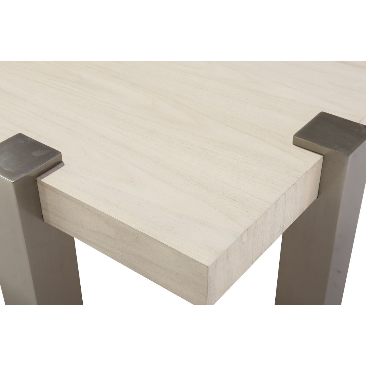 42 square modern walnut and nickel steel cocktail table
