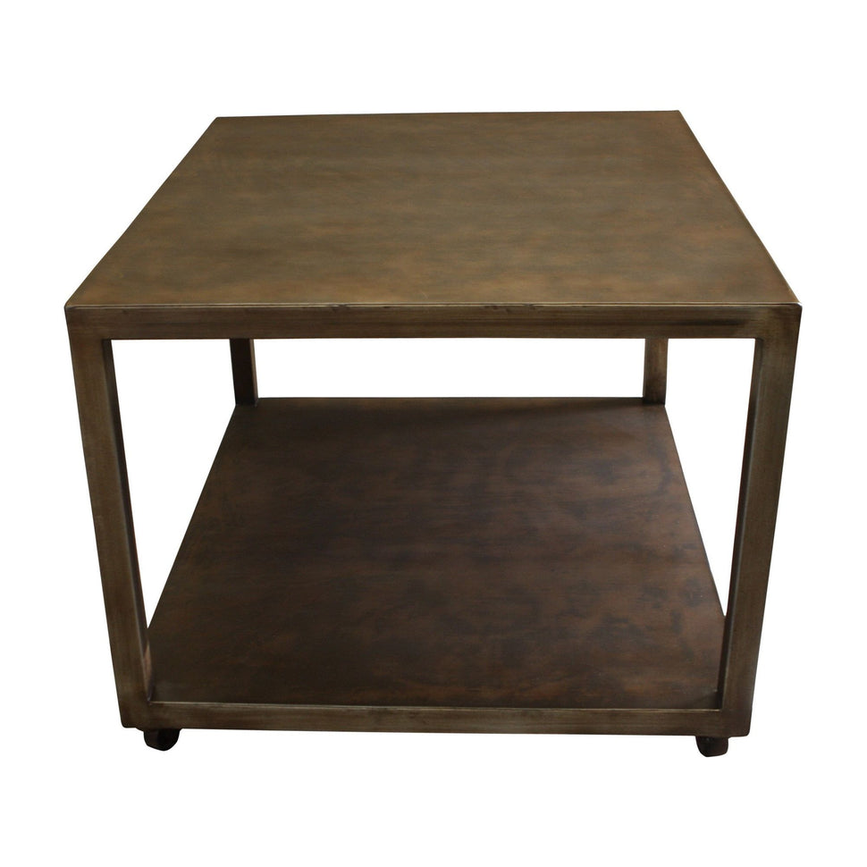 Industrial Metal Rolling Cart Coffee Table Mortise & Tenon