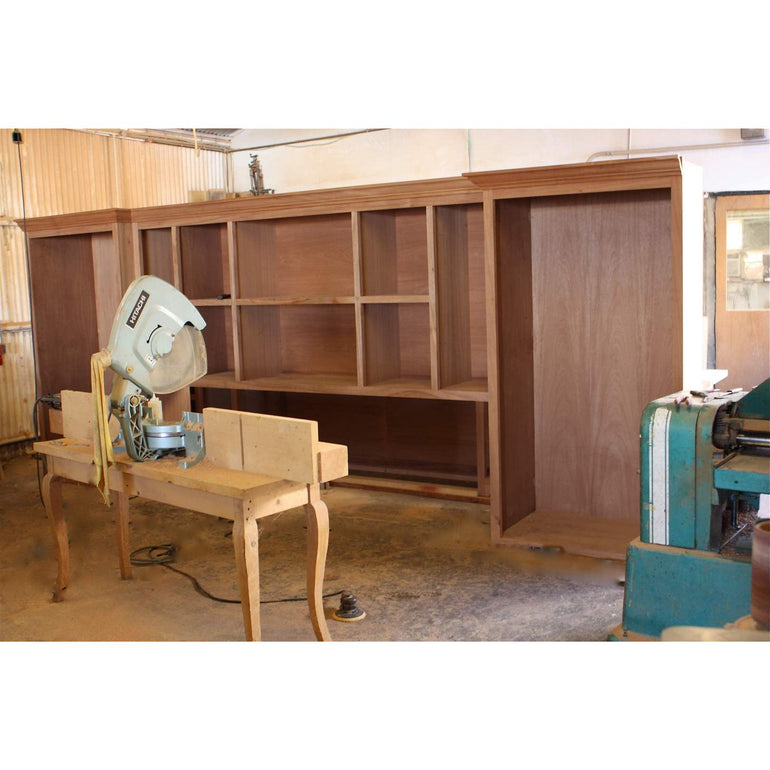 Custom Builtin Mahogany Wood Home Office Cabinets