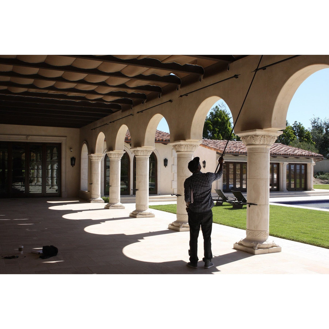 40ft Reclaimed Wood Out Door Dining Table in Calabasas Mortise & Tenon
