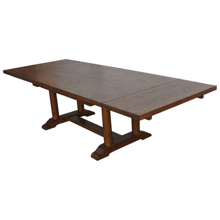 Cambria Rustic Extension Trestle Dining Table Built in Reclaimed Wood