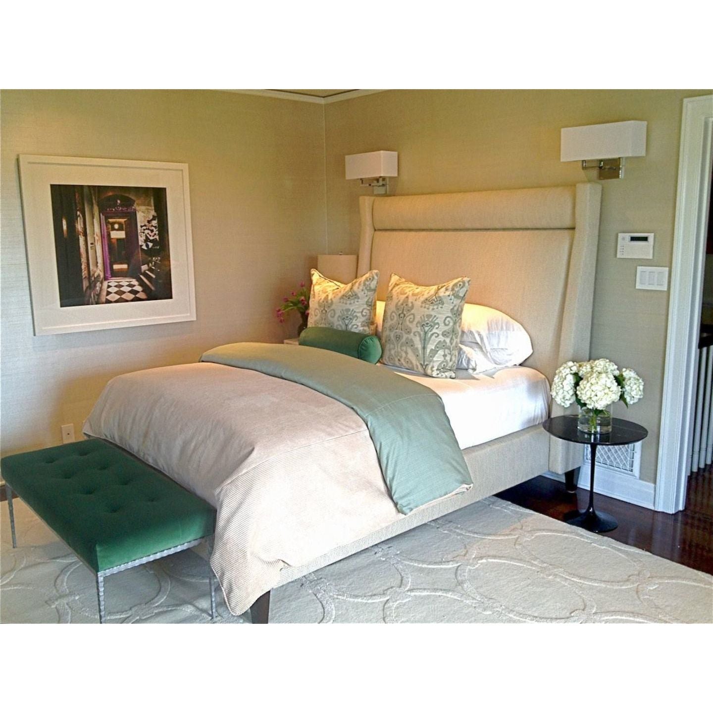 Custom Emerald Green Bench with Hammered Metal Legs