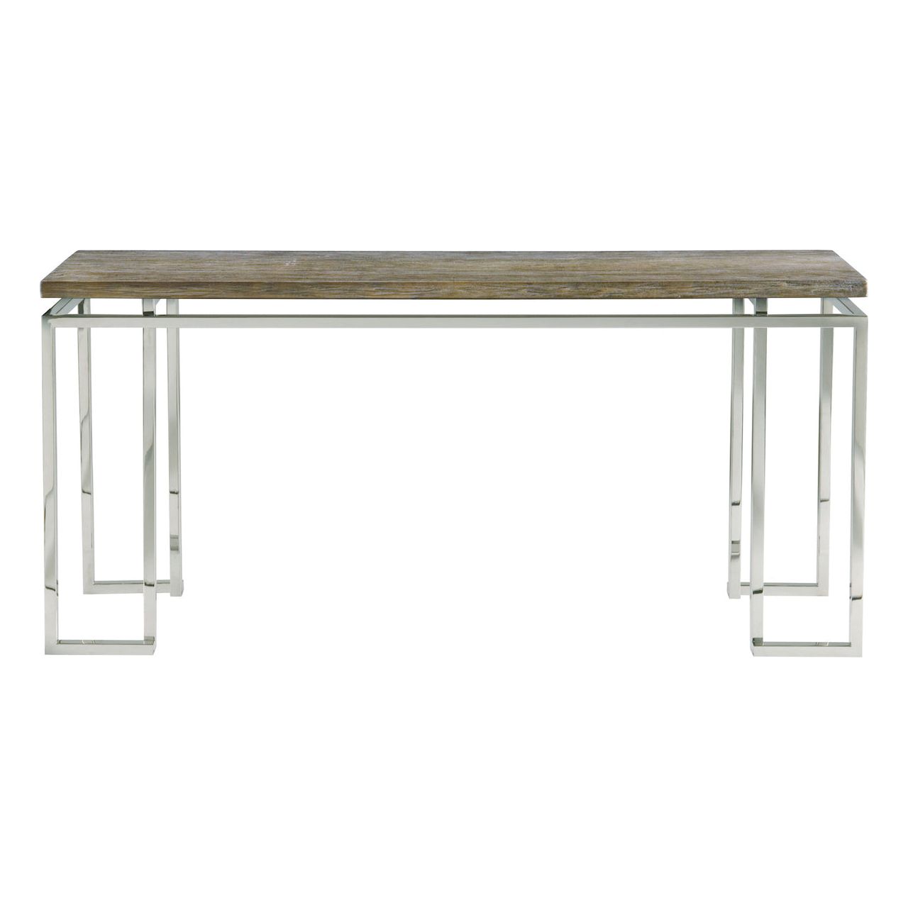stainless steel and wood top modern console table