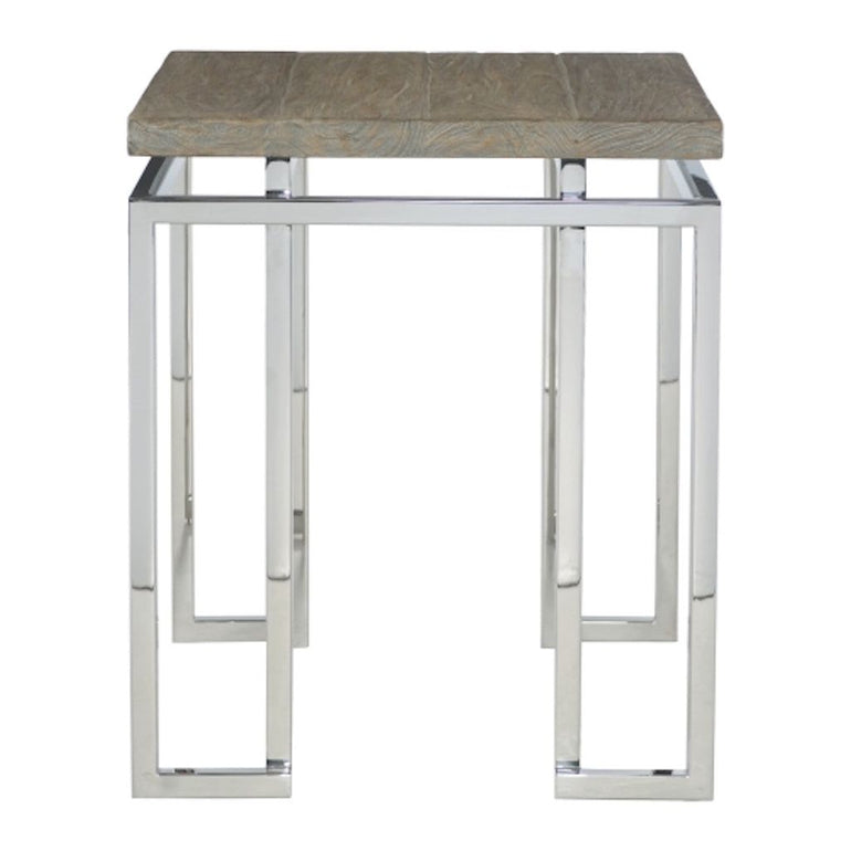 stainless steel and wood top end table