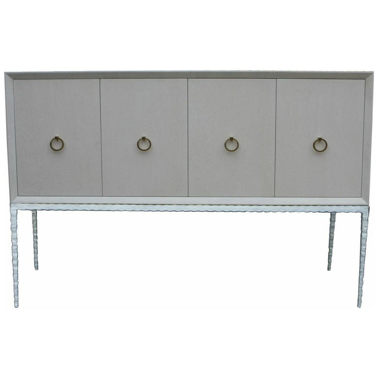 Contemporary Meredith Credenza With Hammered Metal Legs