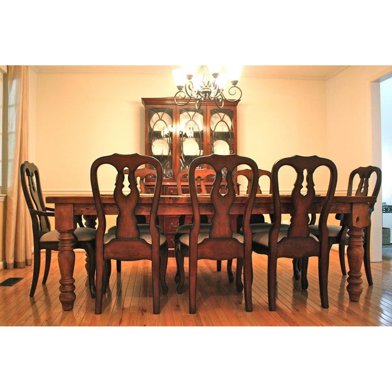 traditional dining room set with solid wood chairs 
