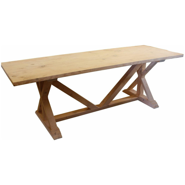 Salvaged Wood X-Base Rectangular Table