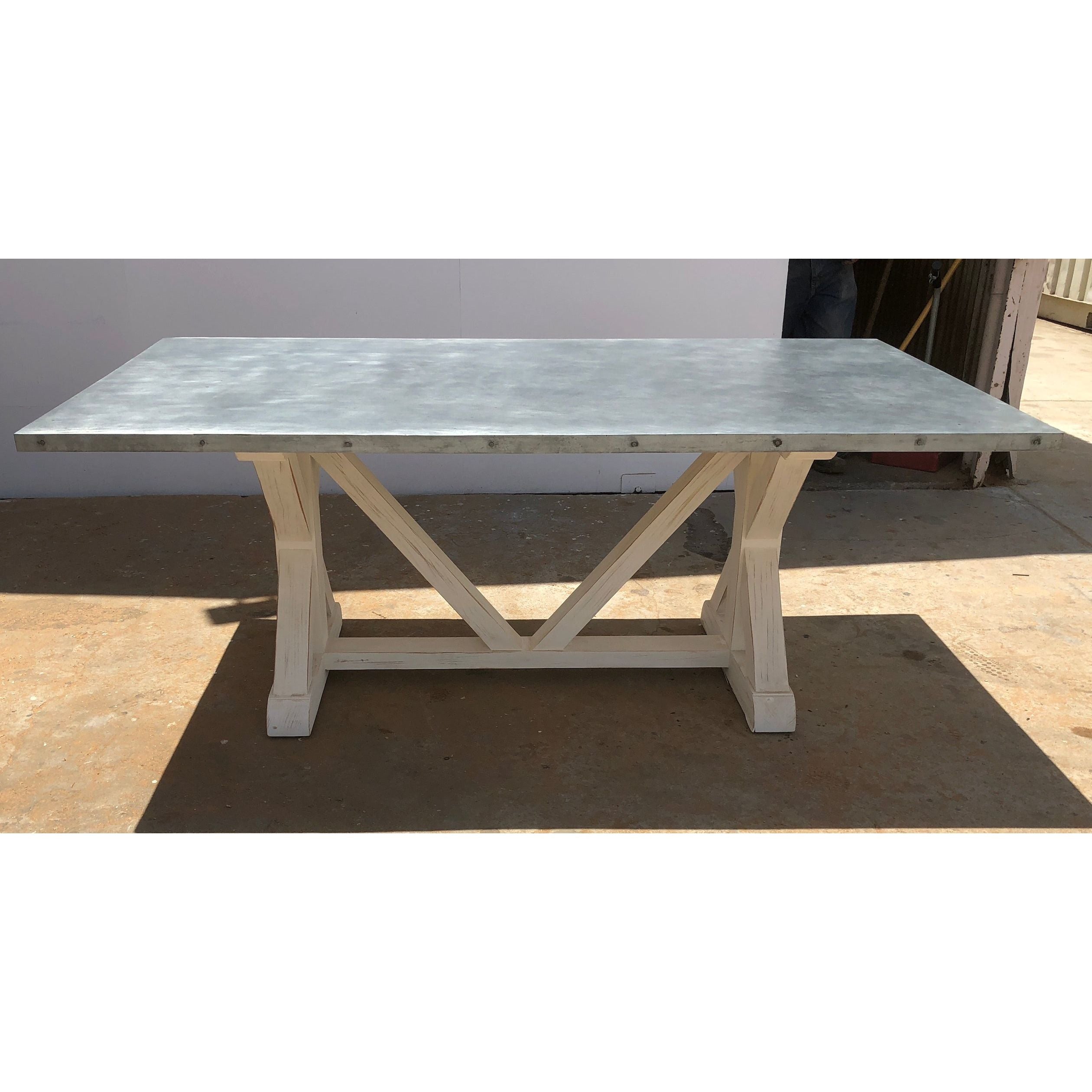 Zinc top outlet dining table