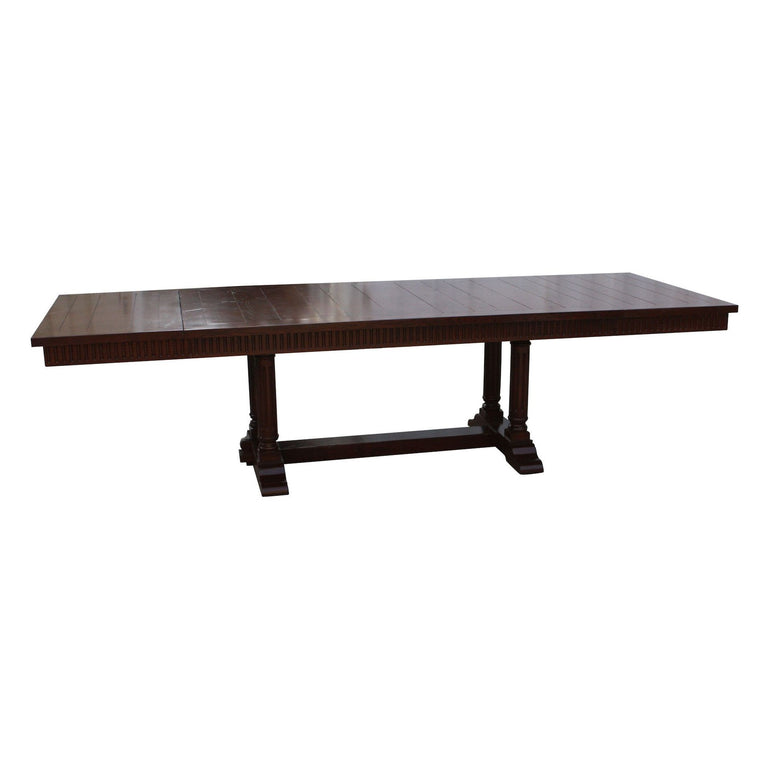 Cambria Rustic Extension Trestle Dining Table Built in Reclaimed Wood