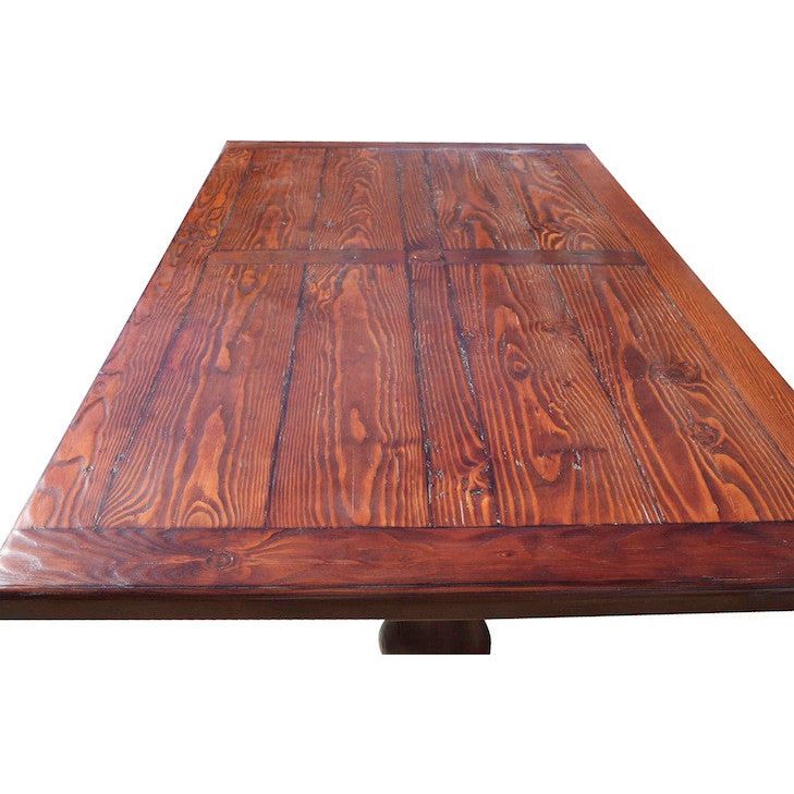 Farmhouse Trestle Dining Table in Salvaged Wood 