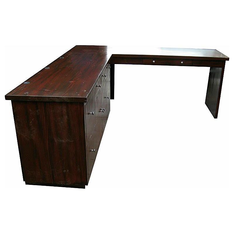 Custom L Shaped Reclaimed Wood Home Office Desk
