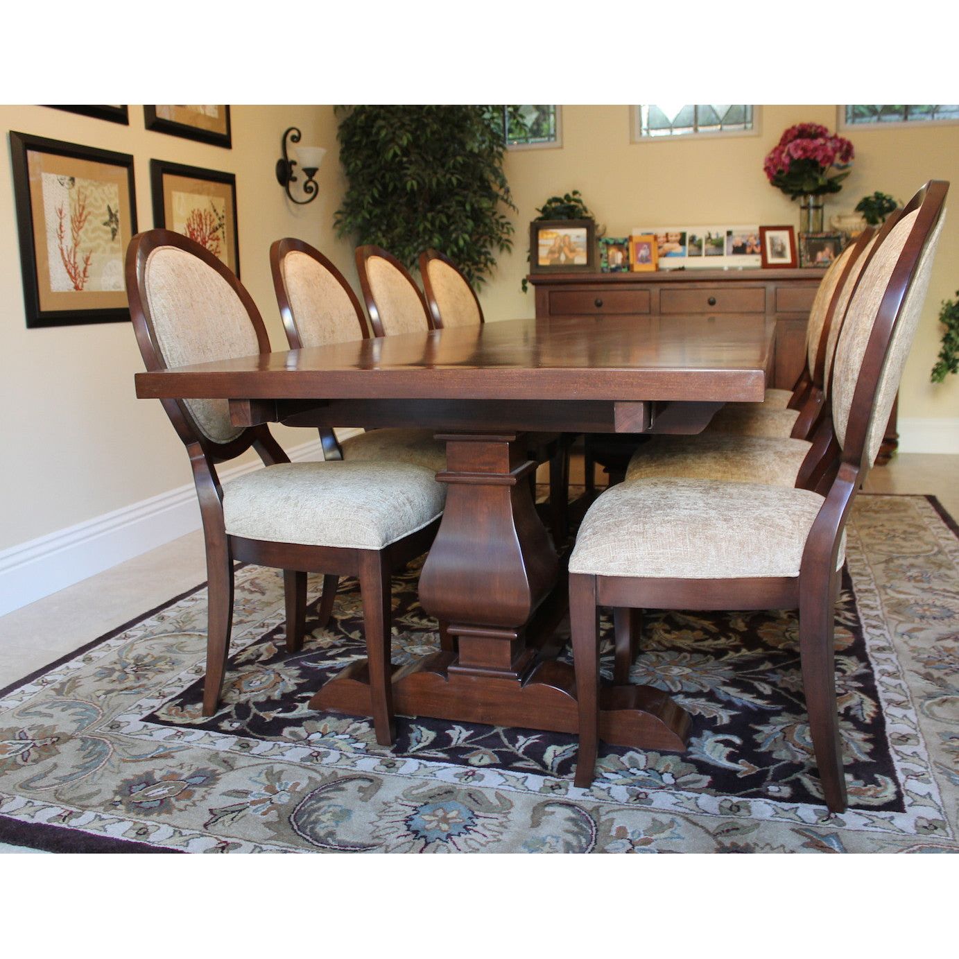 Custom Extension Segovia Table and Queen Anne Chairs