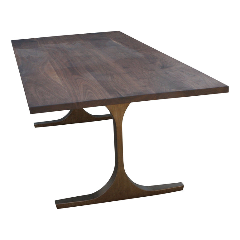 custom dining table with metal legs and walnut top 
