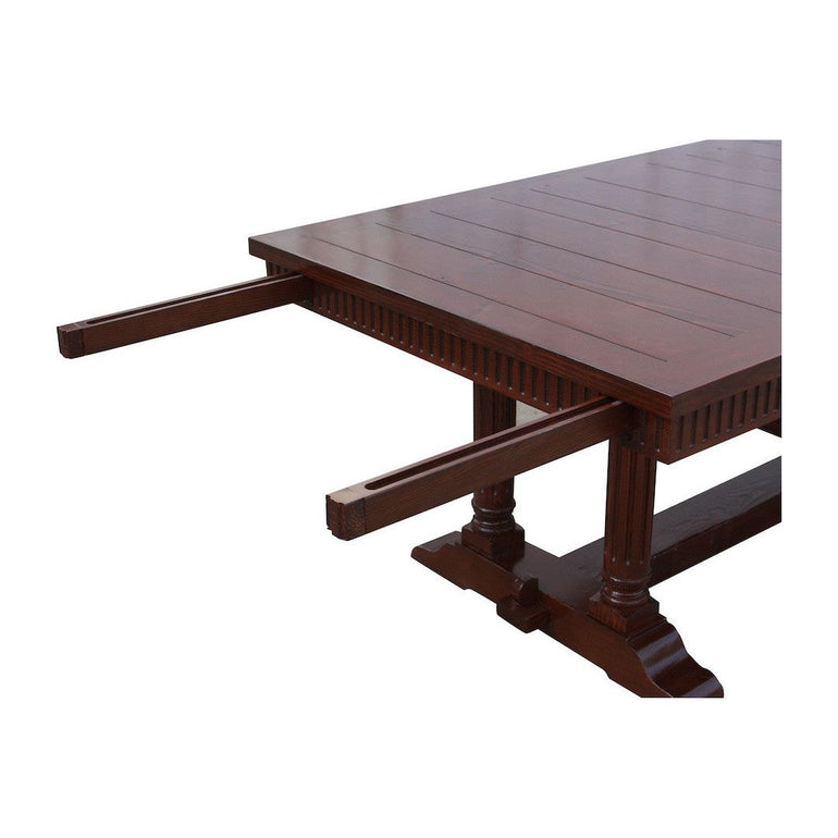 Cambria Rustic Extension Trestle Dining Table Built in Reclaimed Wood