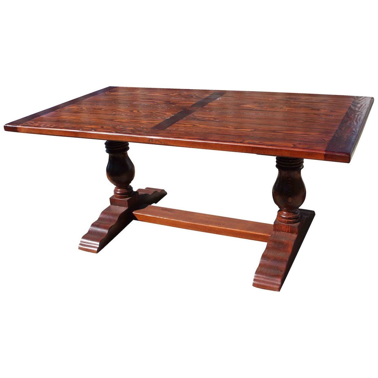 Farmhouse Trestle Dining Table in Salvaged Wood 