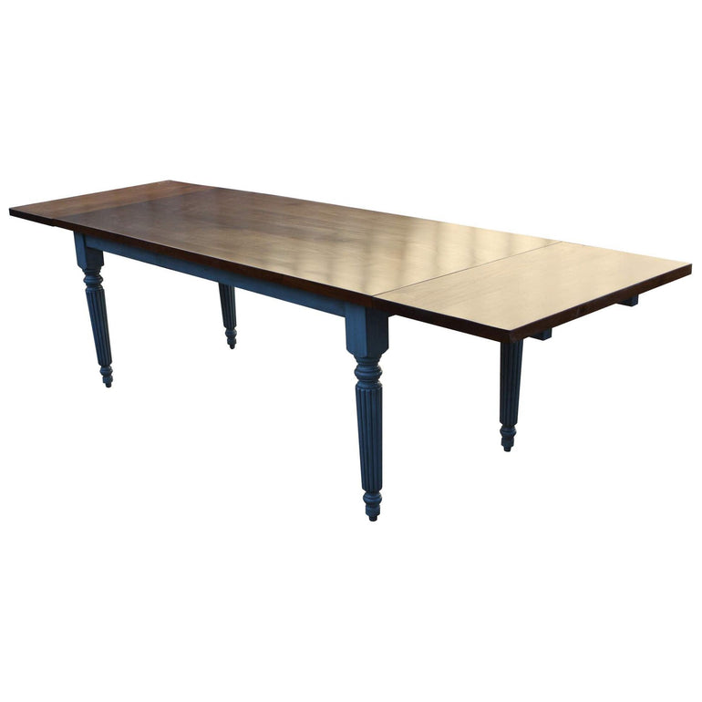 Santa Fe Fluted Leg Extension Dining Table in Solid Hardwood 