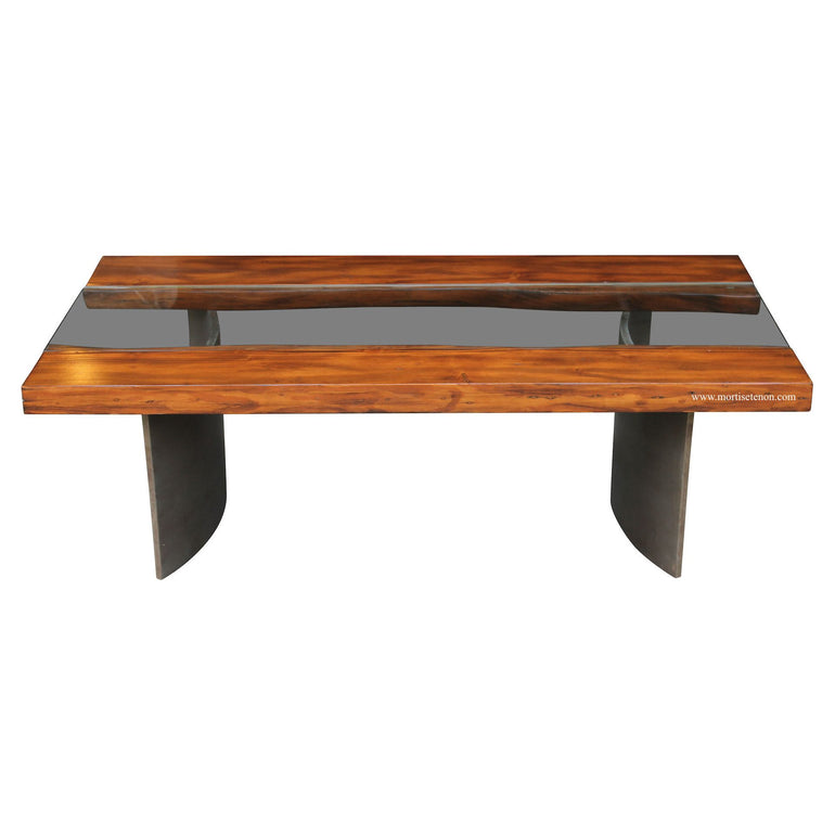 Reclaimed Wood Free Edge Coffee Table with Industrial Metal Legs