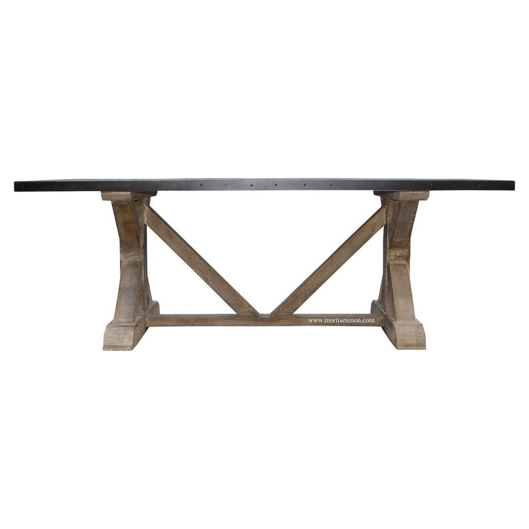 Hammered Zinc Top Dining Table