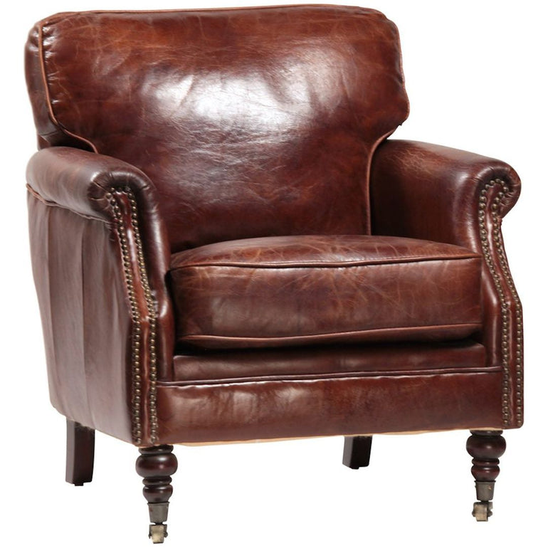 vintage leather occasional club chair 