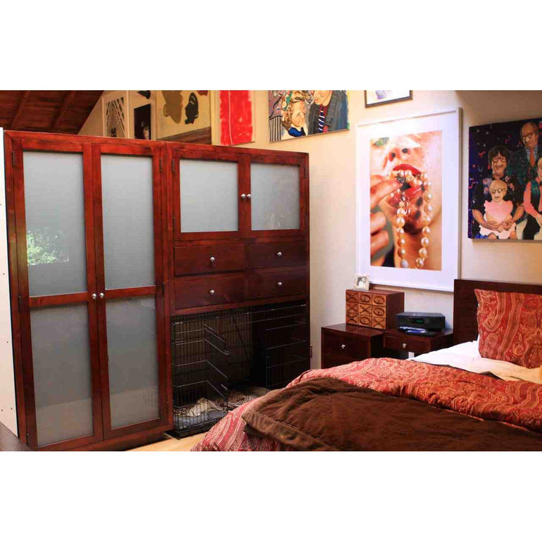 Custom Reclaimed Lumber Bedroom Built-in with a Special Home for their Pup