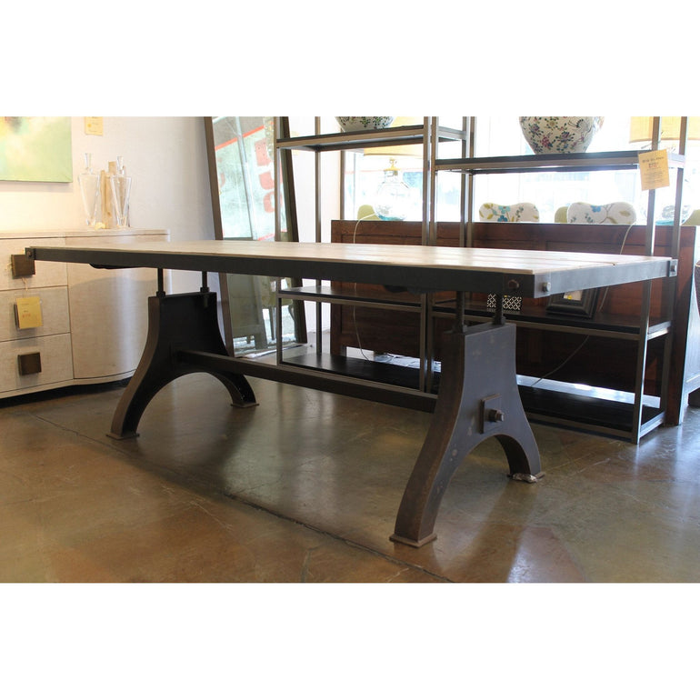 modern industrial dining table in metal and wood 