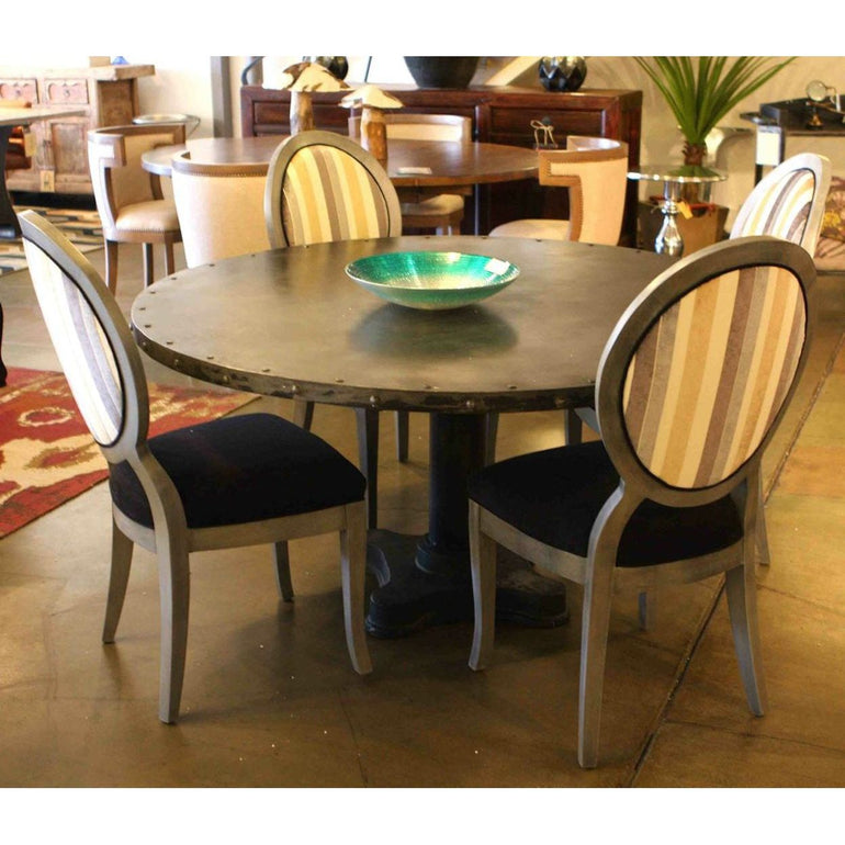 Industrial Modern Dining Table and Queen Ann Chairs