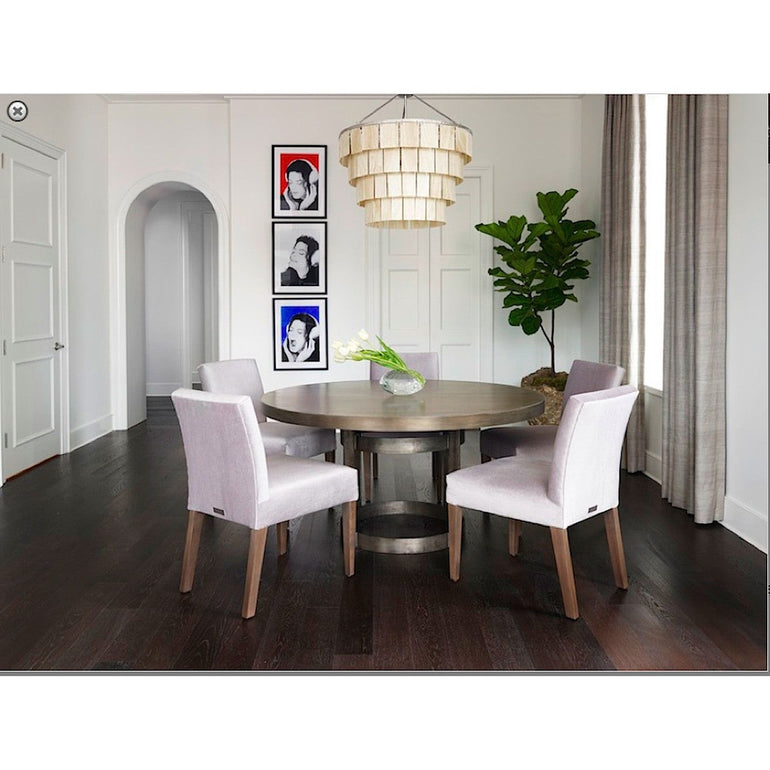 Industrial Modern Round Dining Table With Upholstered Chairs