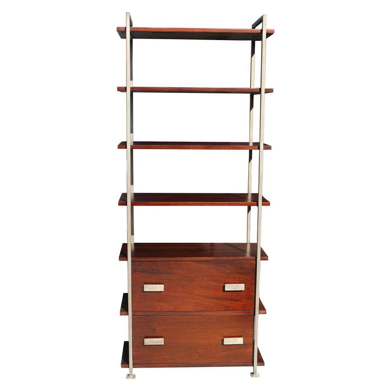Hoyt 2 Drawer Metal and Wood Bookcase 