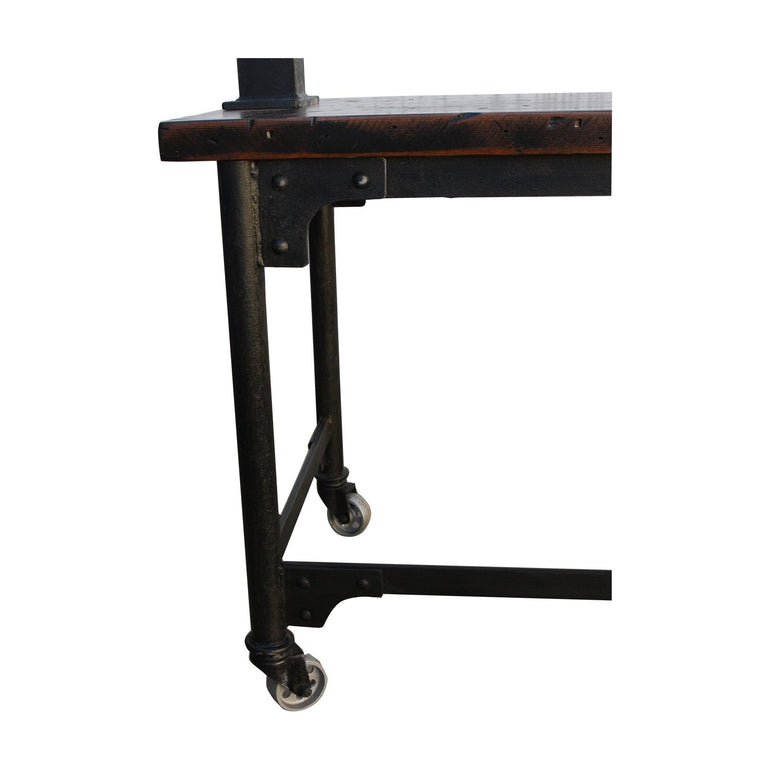 Industrial Dining Table with Heavy Steel Castors
