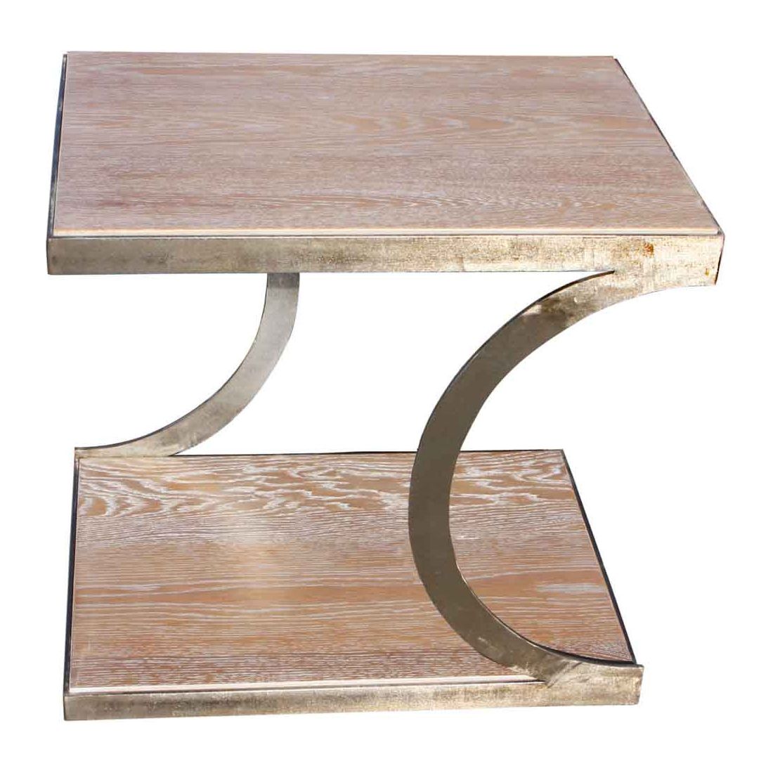 Unique Metal and White Oak Side Table