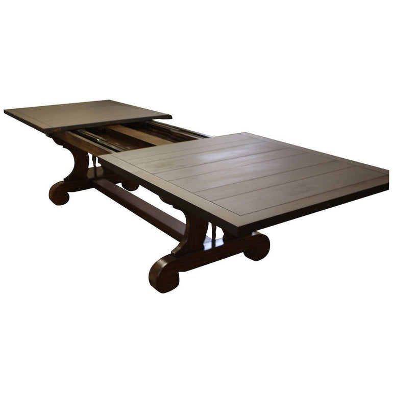 Lourdes Plank Top Trestle Dining Table in Reclaimed Wood
