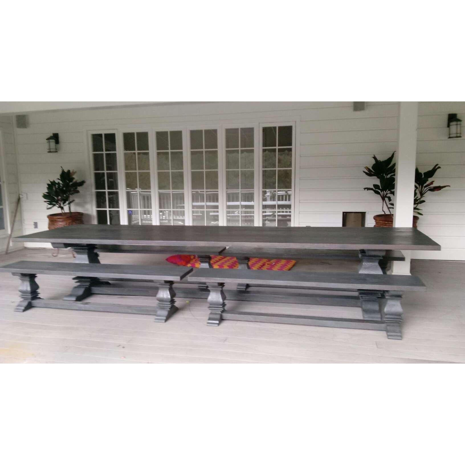 Custom Very Large Anaheim Dining Table and Benches Mortise Tenon